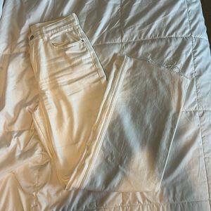 White high rise wide leg jean